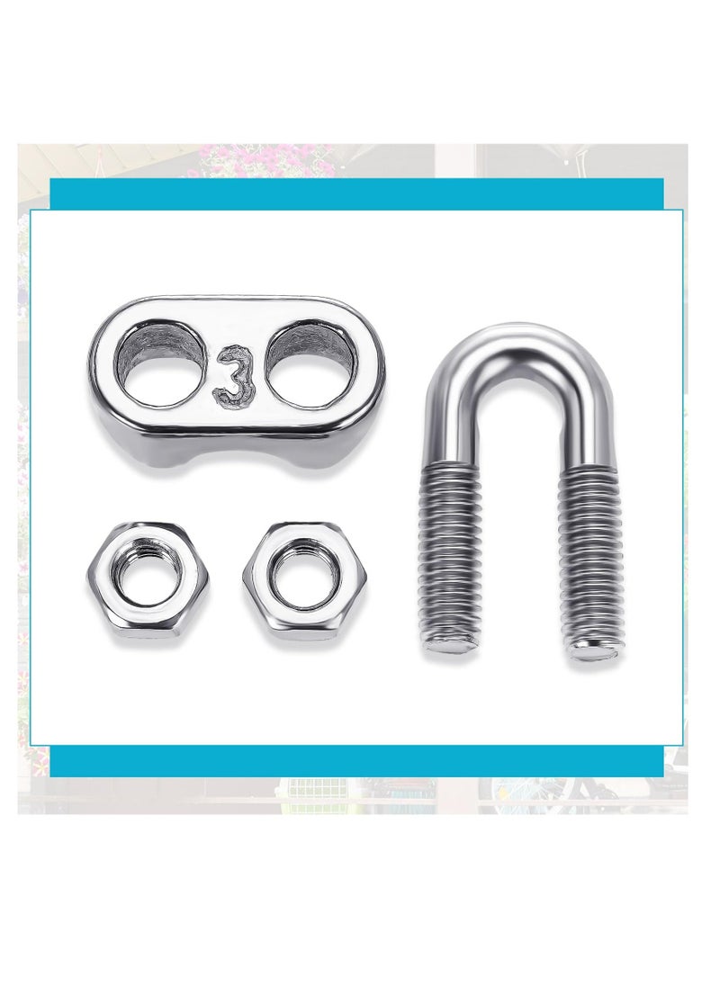Stainless Steel Wire Rope Cable Clip Clamp, 50 Pcs 1/8 Inches M3 304 Stainless Steel Steel Clips, Wire Cable Clamp, Wire Rope Clips, U Bolt Saddle Fastener