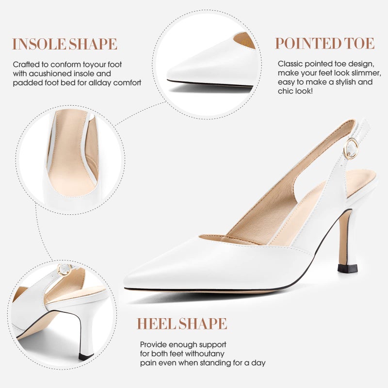 Rilista Women's Slingback Kitten Heels Closed Pointed Toe Backless Wedding Party Dress Pumps Shoes - Image 5