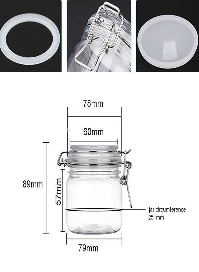 Lokusel 2 Pcs 300ml PET Plastic Storage Jars with Airtight Hinged Lids,Durable Clear Wide Mouth canning Jars for Food Storage Oats Canning Cereal Pasta Sugar Coffee Nuts Spices - Image 3