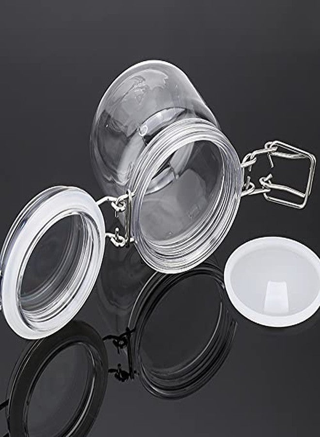 Lokusel 2 Pcs 300ml PET Plastic Storage Jars with Airtight Hinged Lids,Durable Clear Wide Mouth canning Jars for Food Storage Oats Canning Cereal Pasta Sugar Coffee Nuts Spices - Image 4