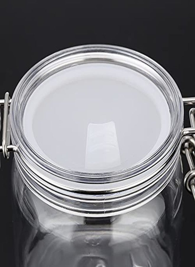Lokusel 2 Pcs 300ml PET Plastic Storage Jars with Airtight Hinged Lids,Durable Clear Wide Mouth canning Jars for Food Storage Oats Canning Cereal Pasta Sugar Coffee Nuts Spices - Image 5