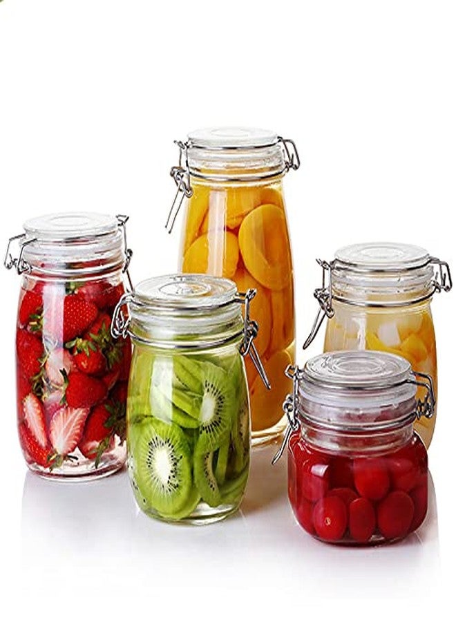 Lokusel 2 Pcs 300ml PET Plastic Storage Jars with Airtight Hinged Lids,Durable Clear Wide Mouth canning Jars for Food Storage Oats Canning Cereal Pasta Sugar Coffee Nuts Spices - Image 2