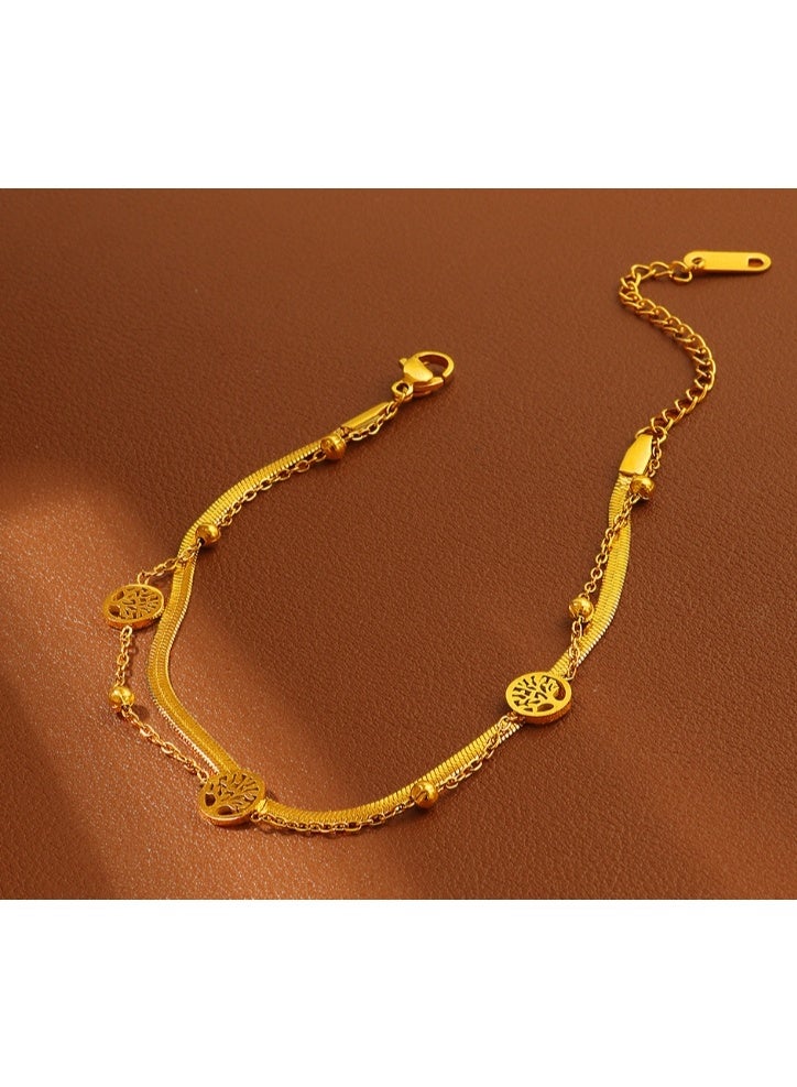 OASIS-TH Gold Bracelet For Women 18 Karat Gold Plated Copper Bracelet Women Double Layers Bracelet Luxury Gift - Image 2