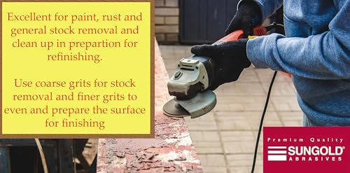 Sungold Abrasives أقراص الألمنيوم أكسيد من صنغولد 17202 36 حبيبة (25 عبوة)، 5 × 7/8" فتحة مركزية - Image 3