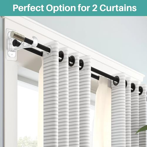 Antimbee 6-Pack Double Curtain Rod Bracket, Adhesive No Drilling Curtain Rod Holders, Double Brackets Stick Nail Free No Drill Curtain Hangers Hooks for Living Room, Bathroom, Kitchen - Image 2