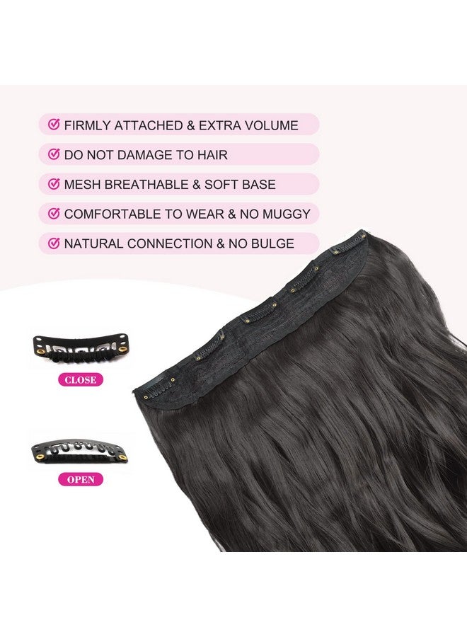 20" 1-Pack 3/4 Full Head Curly Wave Clips In On Synthetic Hair Extensions He008 Hairpieces For Women 5 Clips 4.5 Oz Per Piece - Black Brown