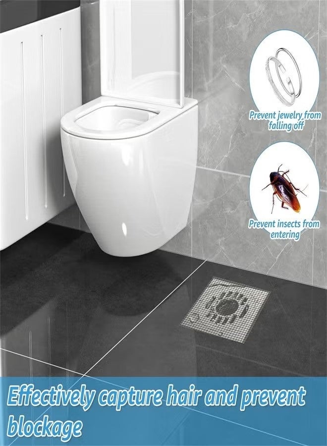 ملصق شبكي لاصق ذاتي اللصق لشبكة تصريف الشعر في الدش، شبكة تصريف الشعر القابلة للقص مع مجرفة تنظيف للحمام وحوض المطبخ - Image 3