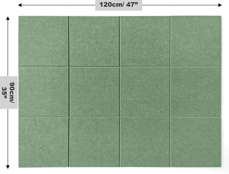 DECORITA Green Bulletin Board | Large Cork Boards Alternative for Walls | Felt Cork Board for Office, Home & Classroom | Green Office Classroom Supplies | Felt Wall Tiles (12-Pack) | Forest Green - Image 2