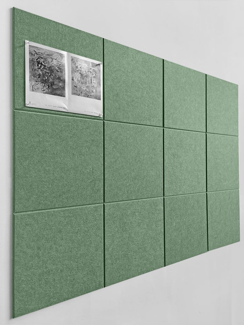 DECORITA Green Bulletin Board | Large Cork Boards Alternative for Walls | Felt Cork Board for Office, Home & Classroom | Green Office Classroom Supplies | Felt Wall Tiles (12-Pack) | Forest Green - Image 1