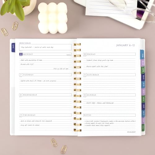 AT-A-GLANCE 2025 Planner, Weekly & Monthly, 5-1/2" x 8-1/2" Small, Badge, Floral (1722F-200-25) - Image 2