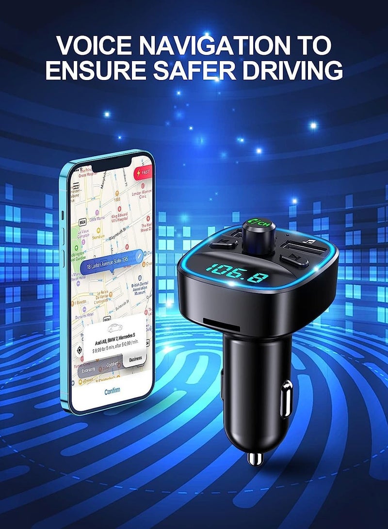 ELTRAZONE FM Transmitter, Bluetooth Music, Wireless Wireless Radio Adapter Car Kit with Dual USB Charging Car Charger MP3 Support U Disk/TF Card - Image 5