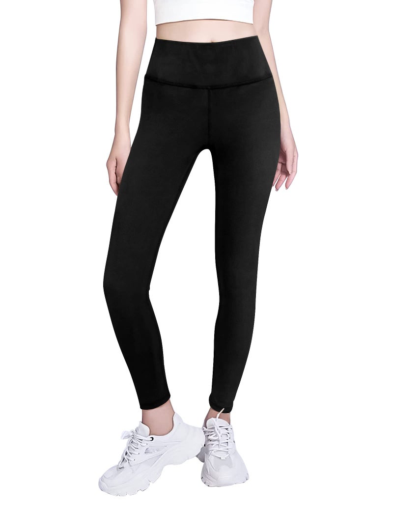 Gnainach Girls Leggings Size 12-13 Years Old Solid Black Slim Stretch Athletic Compression Yoga Pants for Teen Running Gym - Image 2