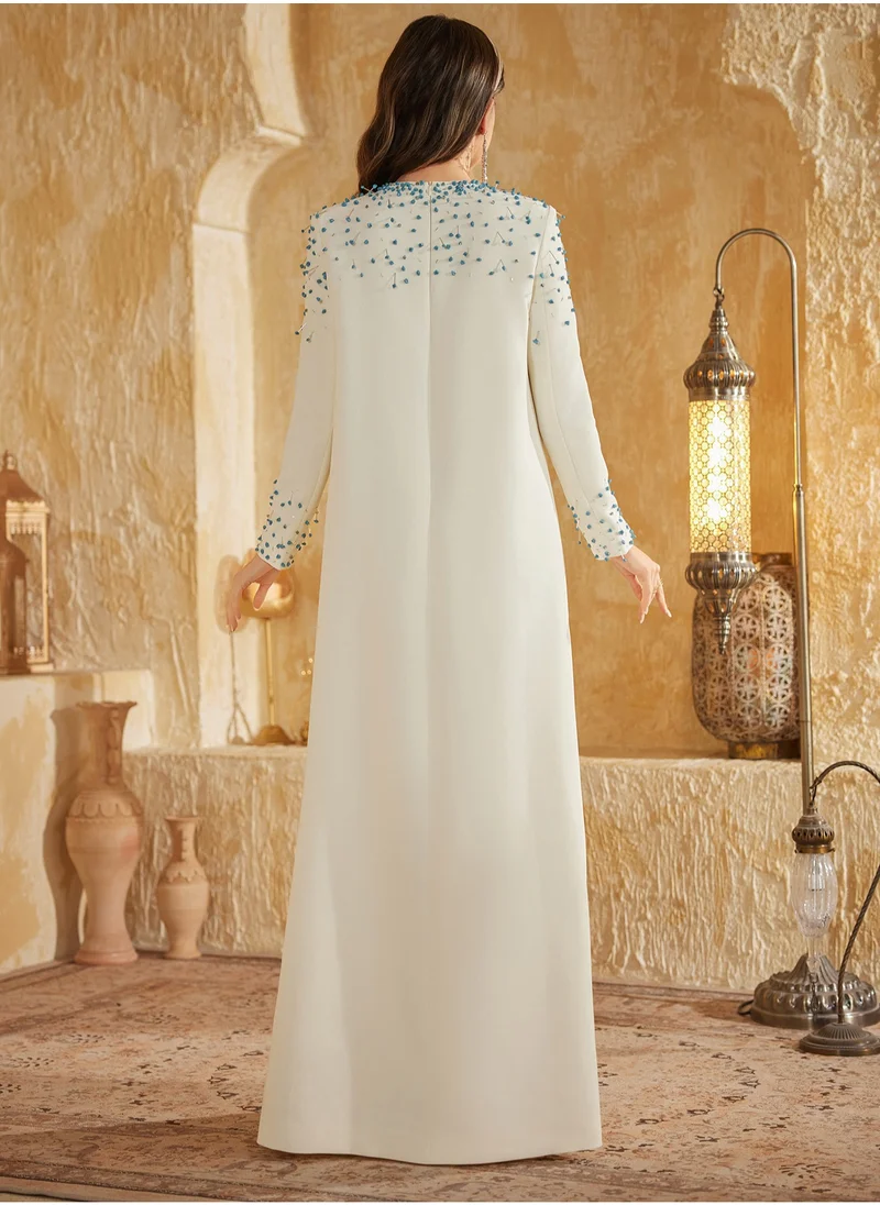 Madam Uniq Oversized Long Sleeve Dress with Exquisite Beading