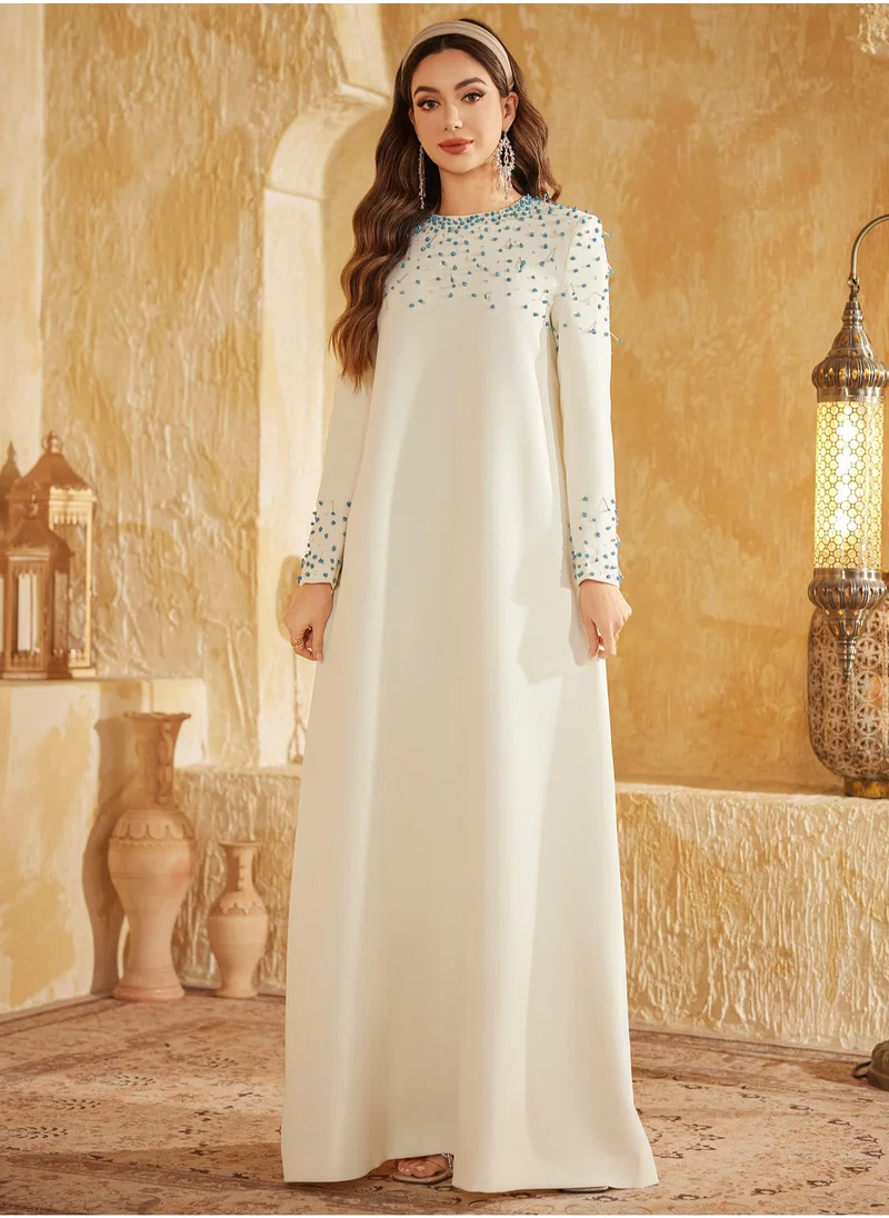 Madam Uniq Oversized Long Sleeve Dress with Exquisite Beading
