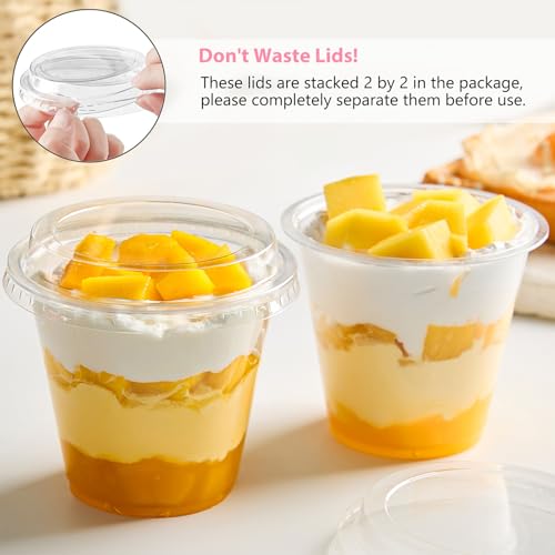 Qeirudu 50 Pack 9 Oz Clear Plastic Dessert Cups with Lids, Small Parfait Cups Mini Round Party Serving Cups for Cakes, Puddings, Fruits, Ice Creams, Dessert Shot Glasses - Image 4