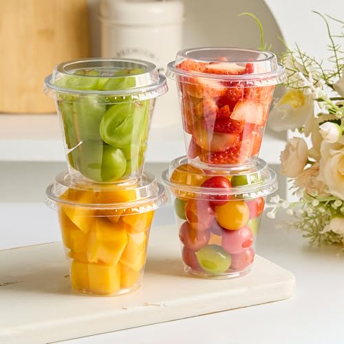 Qeirudu 50 Pack 9 Oz Clear Plastic Dessert Cups with Lids, Small Parfait Cups Mini Round Party Serving Cups for Cakes, Puddings, Fruits, Ice Creams, Dessert Shot Glasses - Image 5