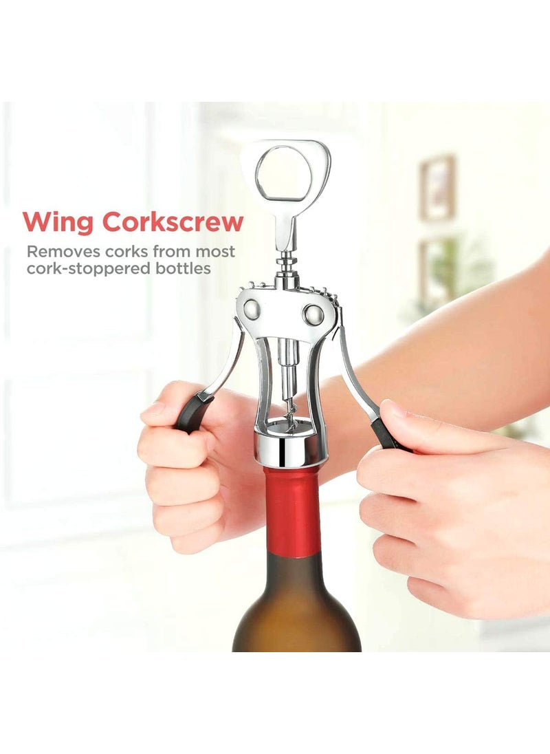 Kagbeni Kagbeni Wing Corkscrew Wine Bottle Opener Set Zinc Alloy Luxury Waiter Corkscrew with Stopper Heavy Duty Stainless Steel Manual Lever Design for All Cork Stoppered and Beer Cap Bottles  - Image 3
