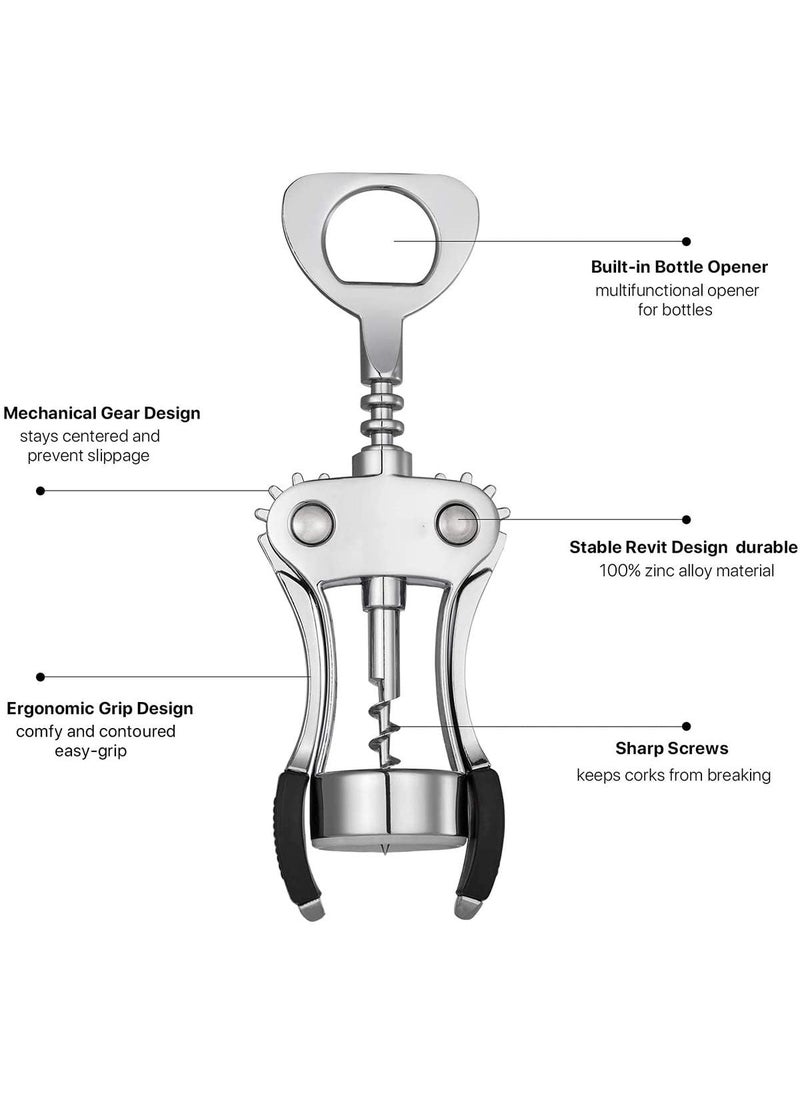 Kagbeni Kagbeni Wing Corkscrew Wine Bottle Opener Set Zinc Alloy Luxury Waiter Corkscrew with Stopper Heavy Duty Stainless Steel Manual Lever Design for All Cork Stoppered and Beer Cap Bottles  - Image 5