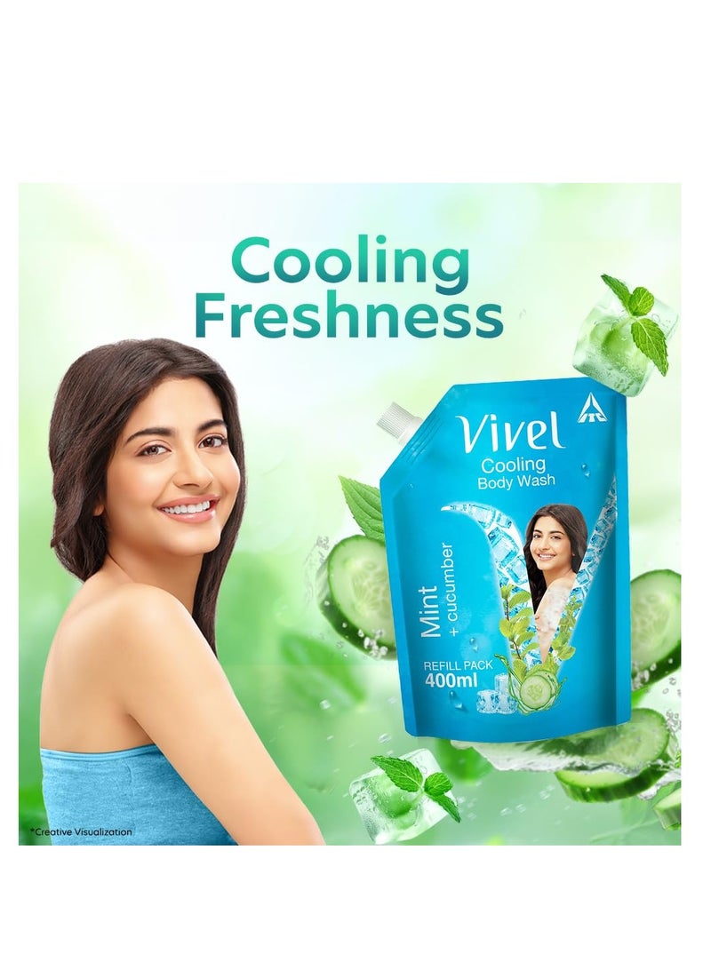 Vivel Body Wash Mint and Cucumber Shower Creme , Liquid Refill Pouch - Image 3