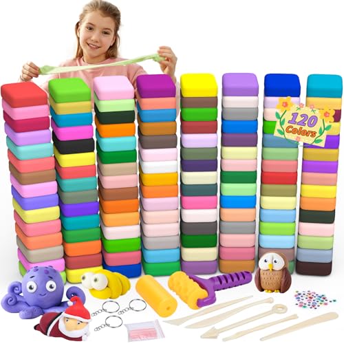 UZLU 169 Pcs Air Dry Clay 120 Colors Modeling Model Magic Clay for DIY Molding Starter Kit with Sculpting ToolsUltra Light Soft NonToxic Arts Crafts Gift for Boys Girls Birthday Party Favors - Image 1