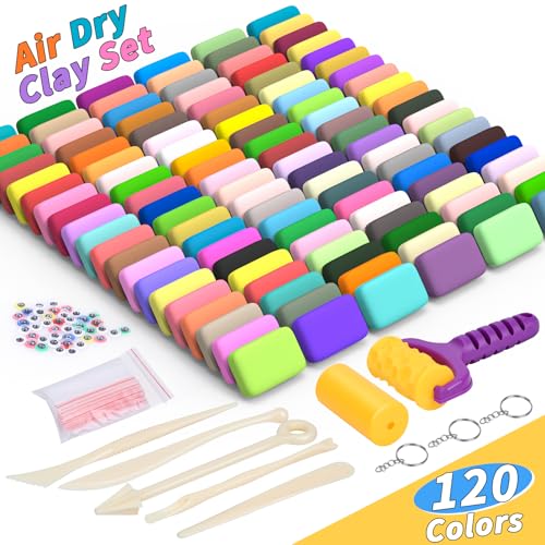 UZLU 169 Pcs Air Dry Clay 120 Colors Modeling Model Magic Clay for DIY Molding Starter Kit with Sculpting ToolsUltra Light Soft NonToxic Arts Crafts Gift for Boys Girls Birthday Party Favors - Image 5
