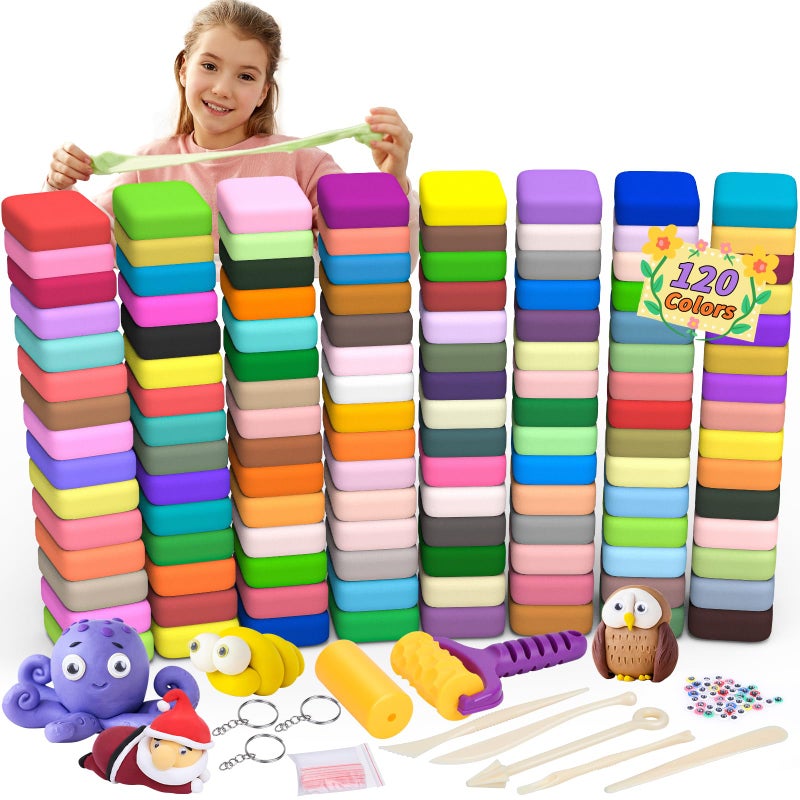 UZLU 169 Pcs Air Dry Clay 120 Colors Modeling Model Magic Clay for DIY Molding Starter Kit with Sculpting ToolsUltra Light Soft NonToxic Arts Crafts Gift for Boys Girls Birthday Party Favors - Image 3