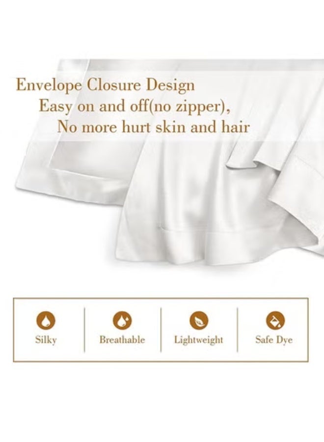 fantasize Natural Mulberry Silk Pillowcase, 2 Pack 50 x 75 cm Soft Smooth Cooling Silk Pillow Covers, Premium Grade Both Side 600 Thread Count Silk Pillowcase for Hair and Skin Health, White - Image 3