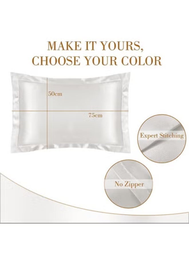 fantasize Natural Mulberry Silk Pillowcase, 2 Pack 50 x 75 cm Soft Smooth Cooling Silk Pillow Covers, Premium Grade Both Side 600 Thread Count Silk Pillowcase for Hair and Skin Health, White - Image 5