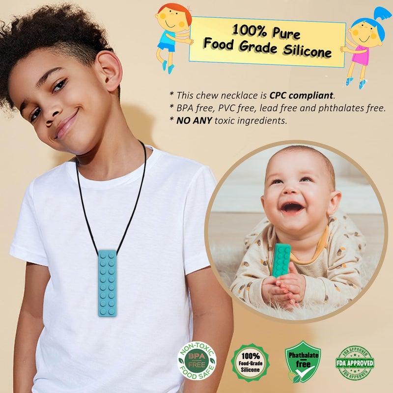 MaberryTech Direct Chew Necklaces for Sensory Kids 7 Pack Chewy Necklace Sensory Toys for Kids with Autism Anxiety ADHD SPD Silicone Chew Toys for Boys Girls Adults Chewing Biting Fidgeting - Image 5
