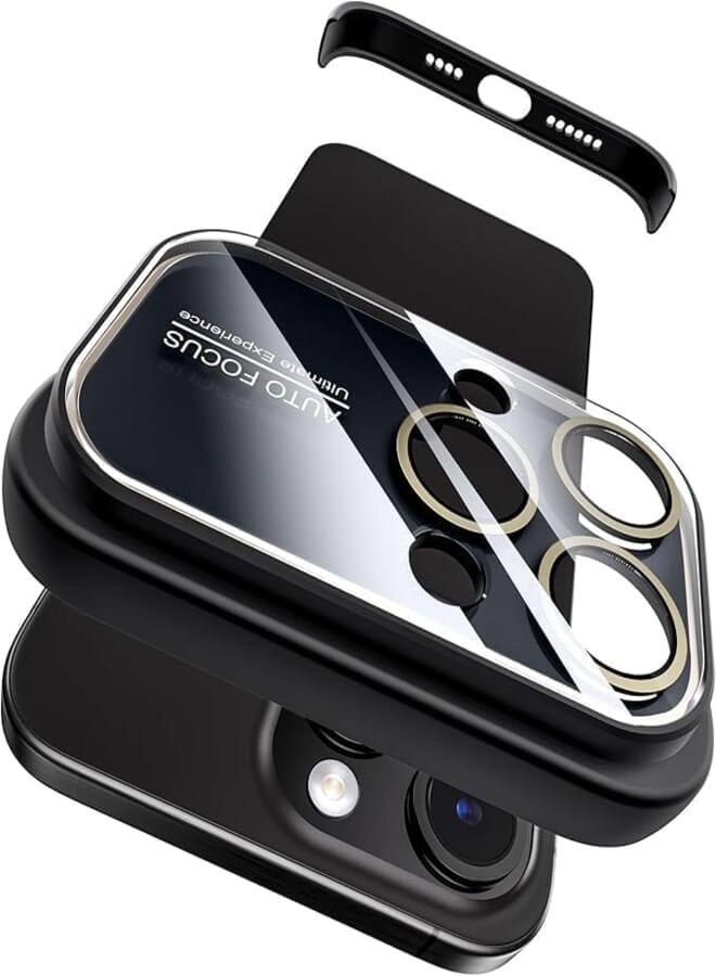 Next Next Store Compatible with iPhone 15 Camera Lens Protector - High Quality Tempered Glass - Scratch and Shock Proof Protection - Full Lens Coverage with Precise Design - Easy Installation (Black)