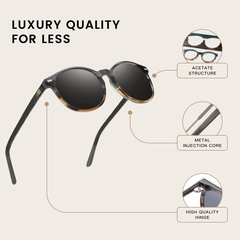 DUCO Polarized Sunglasses for Women Retro Round Women's Sunglasses Classic Vintage UV400 Shades DC1230 - Image 5