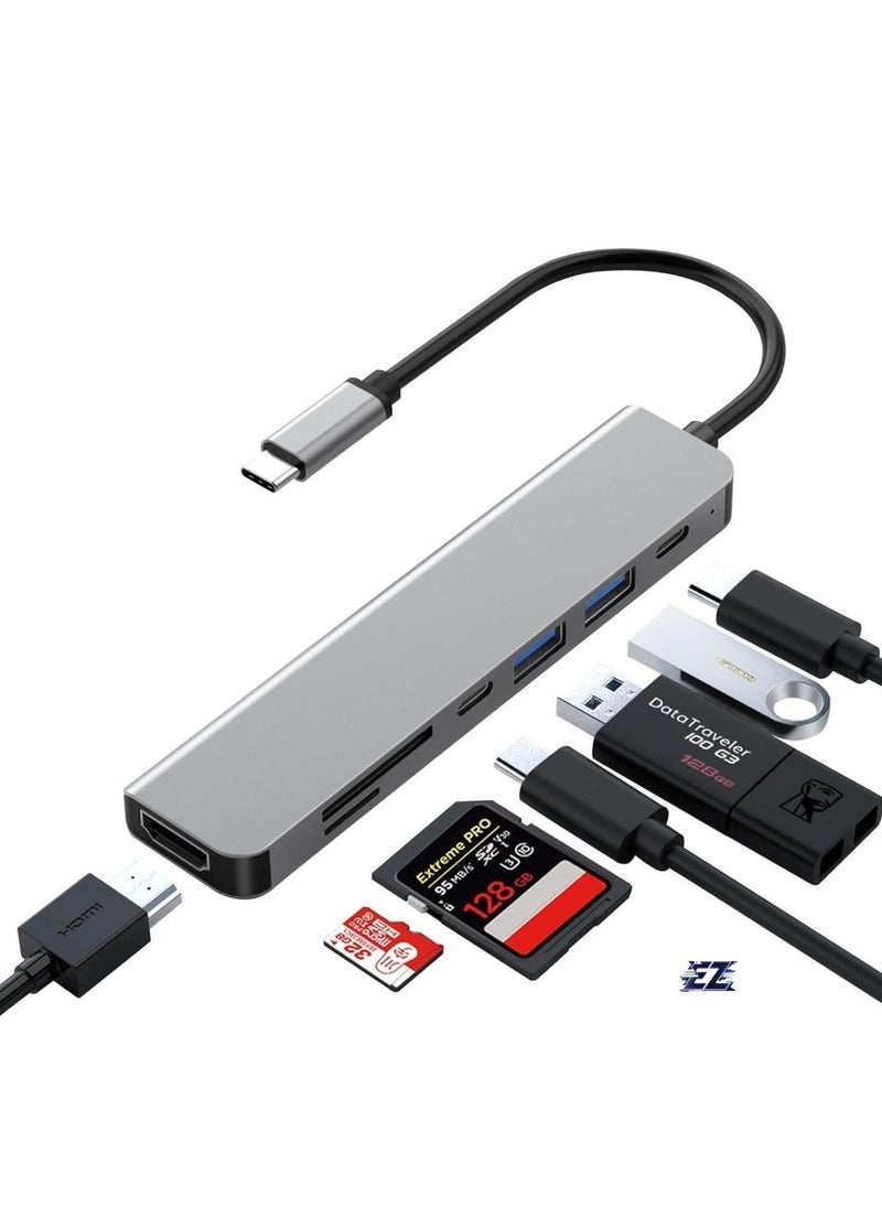 ELTRAZONE محطة إرساء USB C 7 في 1 مع HDMI 4K، 100 واط PD، 3 منافذ USB (1 USB-C و 2 USB 3.0)، قارئ بطاقات TF/SD - مثالية لجهاز MacBook و Dell و HP و ASUS و Steam Deck والمزيد - Image 1