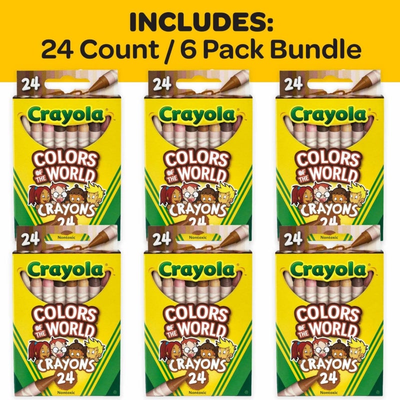 Crayola Bulk Crayon Set, Colors of The World, Multicultural Crayons, School Supplies, 6 Sets of 24 Colors - Image 2