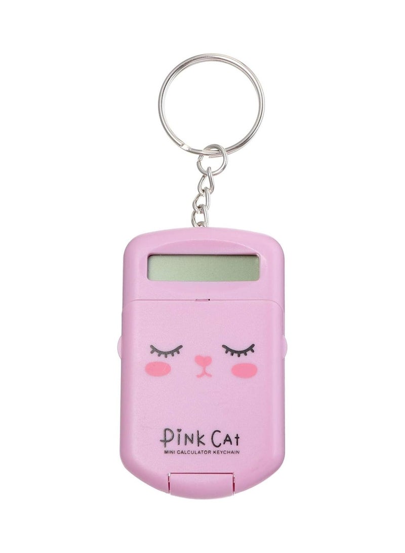 Generic 1pcs Mini Calculator Keychain Portable Cute Cartoon Calculator Electronic Pocket Calculator with Key Ring for Students Supplies Key Decor (Pink)  - Image 1