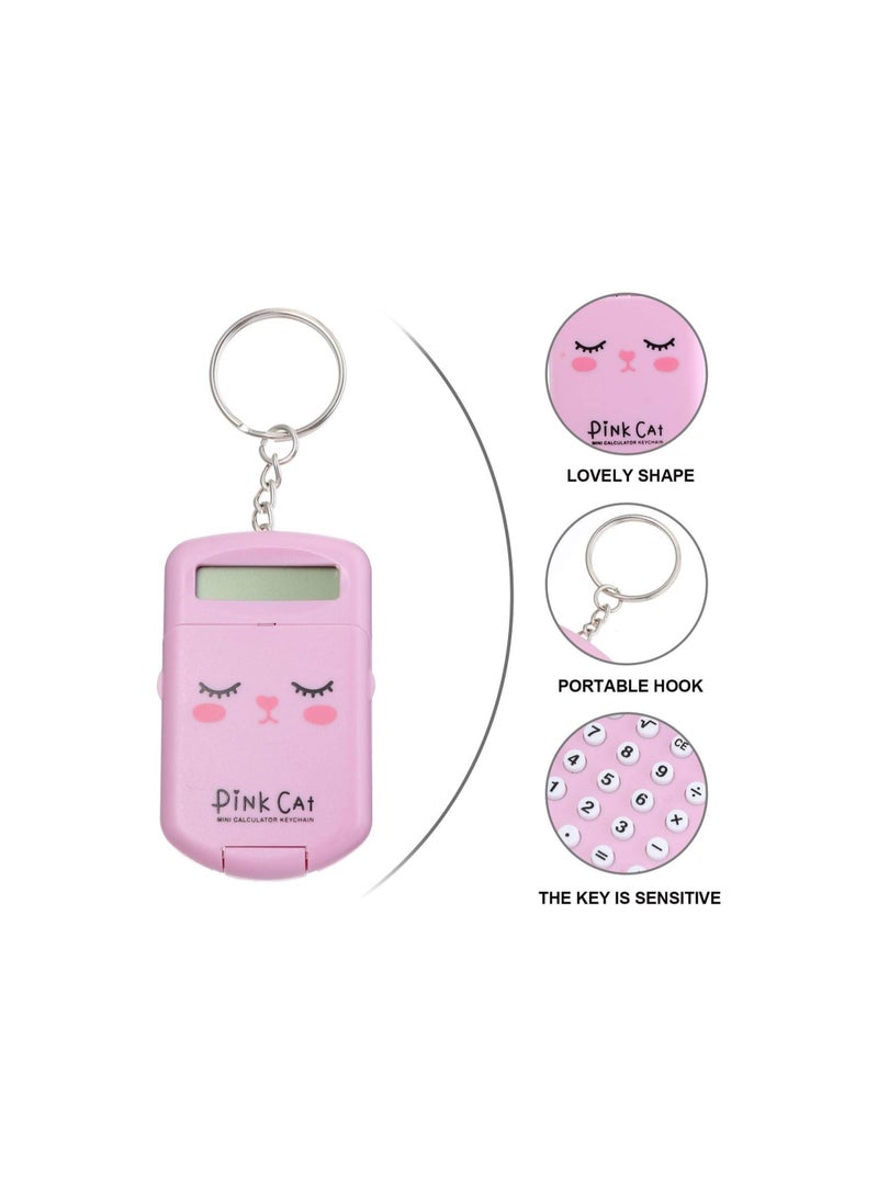 Generic 1pcs Mini Calculator Keychain Portable Cute Cartoon Calculator Electronic Pocket Calculator with Key Ring for Students Supplies Key Decor (Pink)  - Image 3