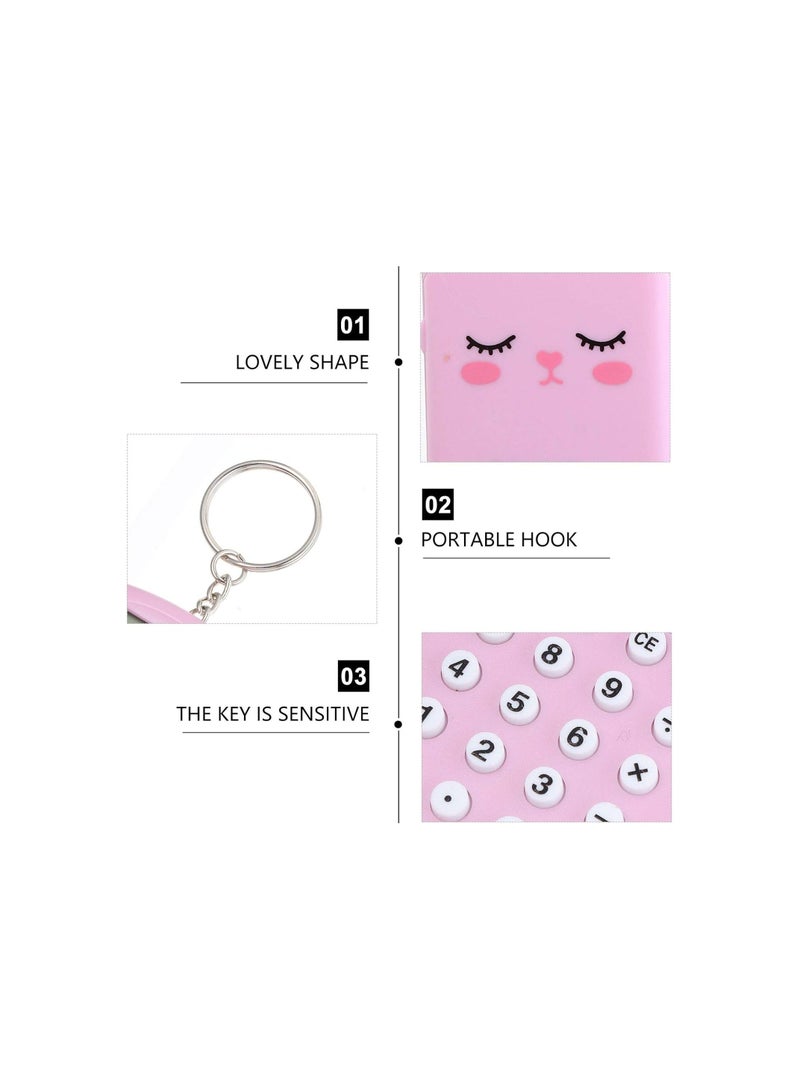Generic 1pcs Mini Calculator Keychain Portable Cute Cartoon Calculator Electronic Pocket Calculator with Key Ring for Students Supplies Key Decor (Pink)  - Image 4