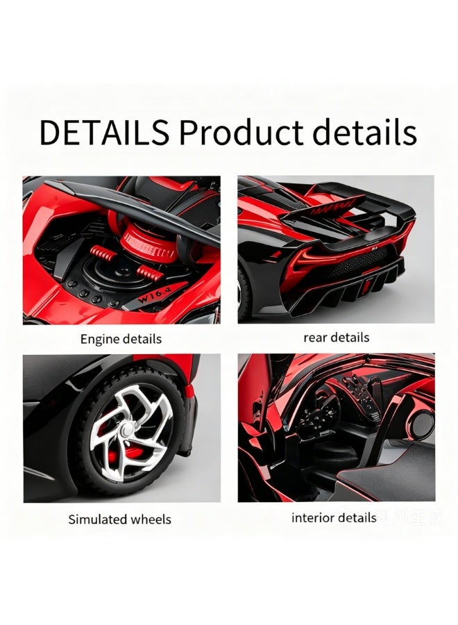 Bugatti High-Detail Alloy Car Model with Realistic Lighting & Sound Effects, 1:32 Scale Die-Cast Vehicle, Collectible Display Model for Adults & Kids - Image 3