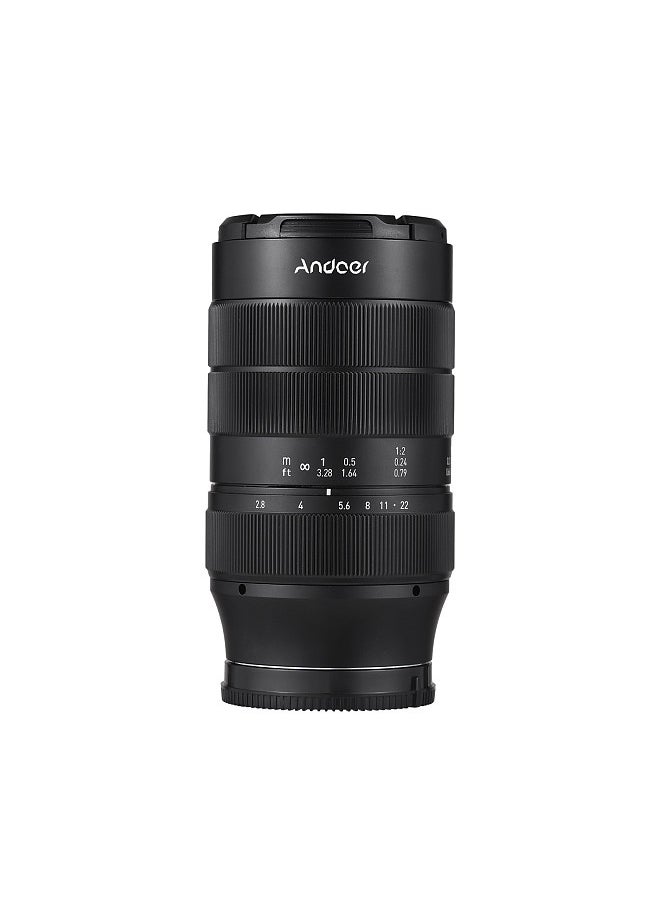 ANDOER - 60mm Fixed Focus Camera Lens Full Frame Camera Prime Lens F2.8 Large Aperture Manual Focus 2X Magnification with E-Mount 7 Groups 10 Elements - Image 1