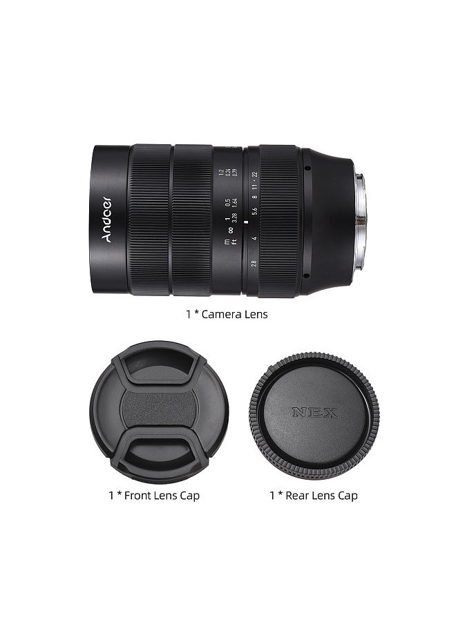 ANDOER - 60mm Fixed Focus Camera Lens Full Frame Camera Prime Lens F2.8 Large Aperture Manual Focus 2X Magnification with E-Mount 7 Groups 10 Elements - Image 1