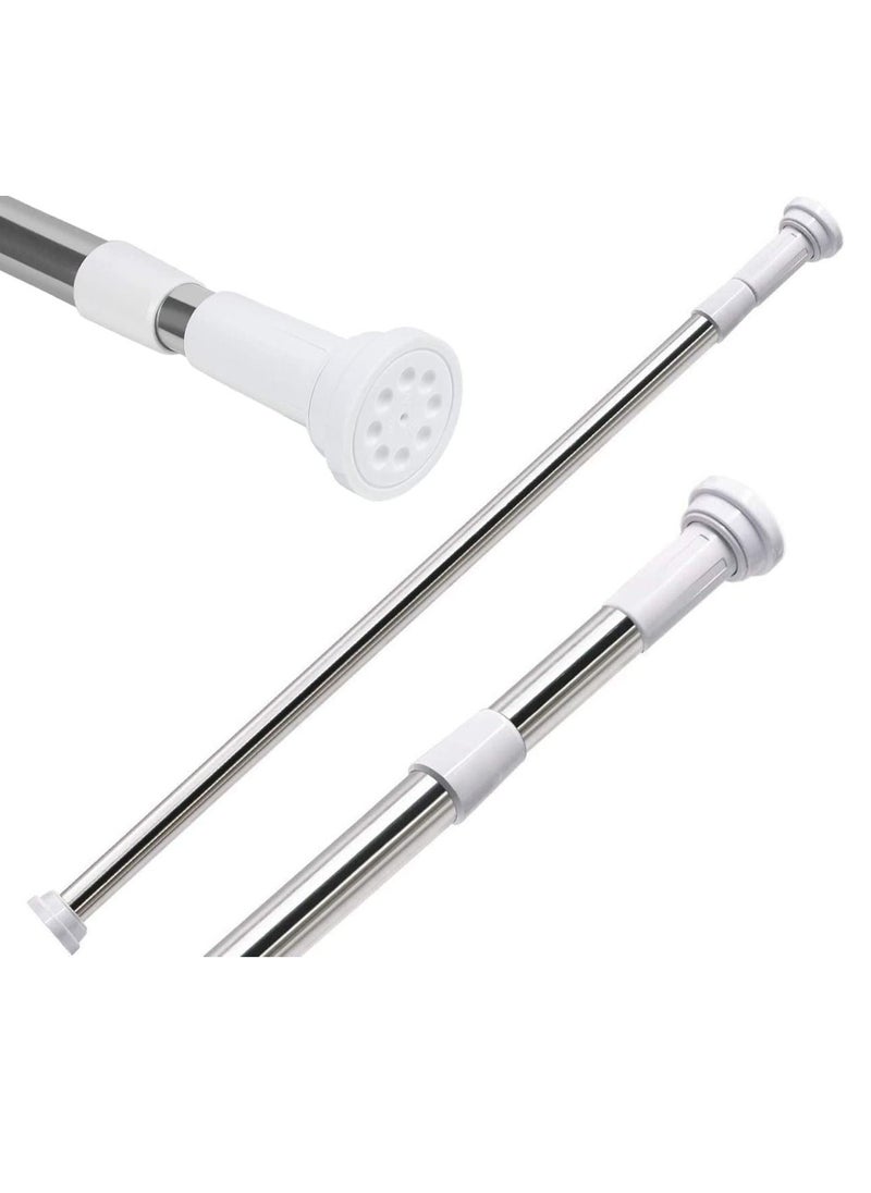 Rubik - Shower Curtain Rod Adjustable 60-100cm Extendable Length Telescopic Tension Bar Stainless Steel No Drill Type for Bathroom Shower Bathtub Cabinets Balcony (60cm to 100cm) - Image 1