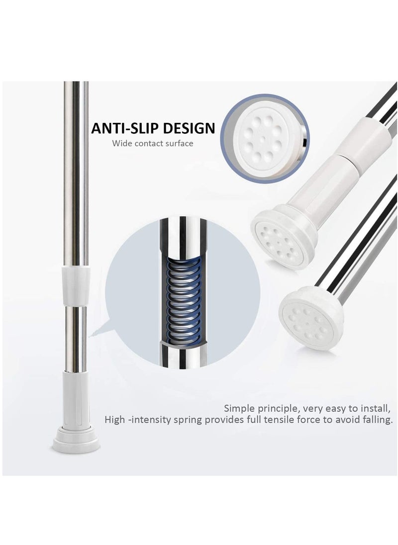 Rubik - Shower Curtain Rod Adjustable 60-100cm Extendable Length Telescopic Tension Bar Stainless Steel No Drill Type for Bathroom Shower Bathtub Cabinets Balcony (60cm to 100cm) - Image 1