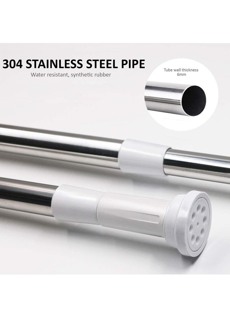 Rubik - Shower Curtain Rod Adjustable 60-100cm Extendable Length Telescopic Tension Bar Stainless Steel No Drill Type for Bathroom Shower Bathtub Cabinets Balcony (60cm to 100cm) - Image 1