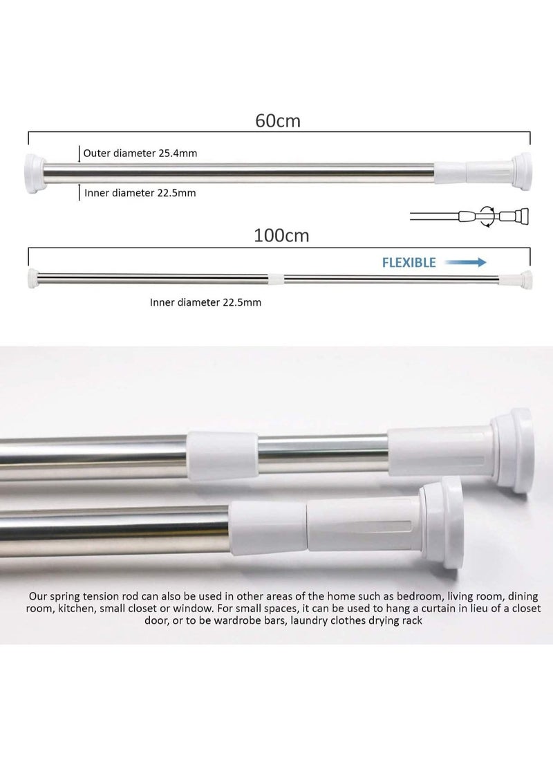 Rubik - Shower Curtain Rod Adjustable 60-100cm Extendable Length Telescopic Tension Bar Stainless Steel No Drill Type for Bathroom Shower Bathtub Cabinets Balcony (60cm to 100cm) - Image 1