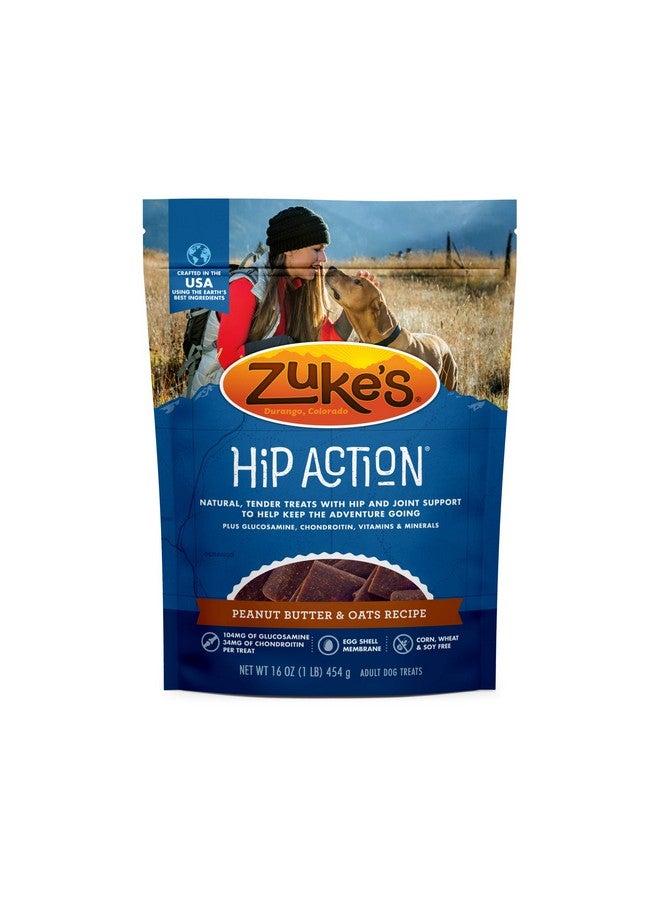 Zuke's Zuke’S Hip Action, Hip And Joint Support, Soft And Chewy Natural Dog Treats , Peanut Butter And Oats Recipe  16.0 Oz Bag - Image 1