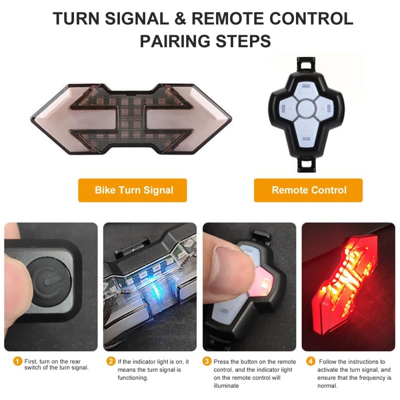 JINKEY Bike Turn Signals,Bright Bike Tail Light with Turn Signals, 120 Lumens USB Rechargeable LED Rear Bike Light, Wireless Remote Control Bike Blinkers, IPX5 Waterproof Bike Safety Light for Night - Image 4