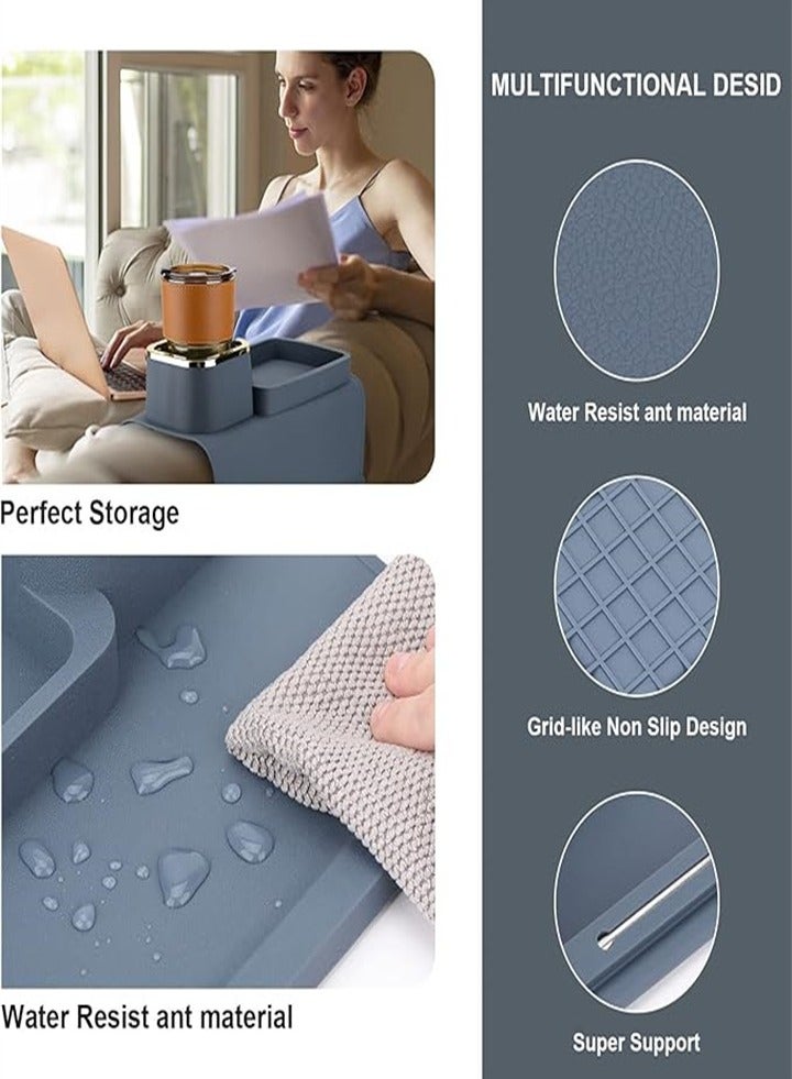 Generic Sofa cup holder tray, silicone sofa armrest tray, high temperature resistant and non-slip, sofa coaster recliner beverage holder, used to place remote control/snacks/mobile phone, gift for family and friends  - Image 5