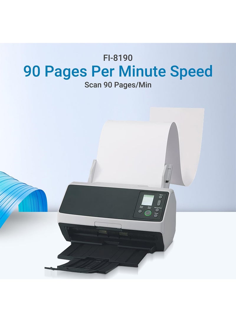 ريكو ماسح ضوئي فوجيتسو FI-8190 احترافي للمستندات - مسح مزدوج 90 ورقة/دقيقة، ملقم تلقائي 100 ورقة، يدعم الشبكة و USB 3.2 للمكاتب والشركات - Image 5