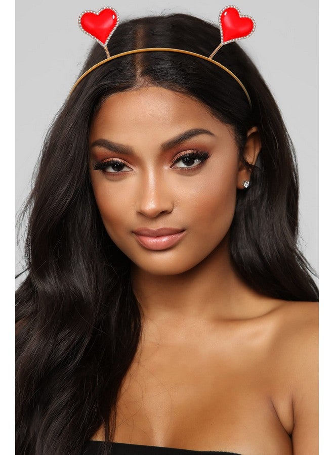 BVGA Valentines Day Headband Sparkling Rhinestone Enamel Heart Head Boppers Hairband For Women Girls Fashion Trendy Wobbly Love Spring Headband For Holiday Party Hair Hoop Accessory - Image 2