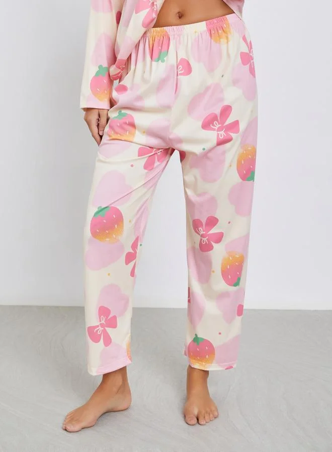 Styli Styli Floral Print Shirt and Pyjama Set