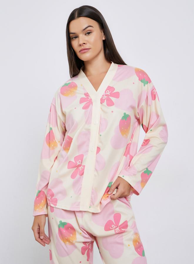 ستايلي طقم بيجاما من بنطال وبلوزة بطبعة زهور - Image 3